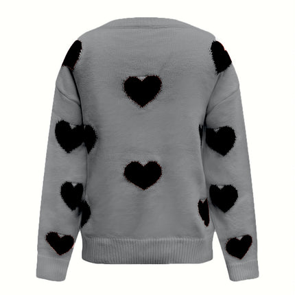 Valentine’s Day Heart Round Neck Long Sleeve Sweater