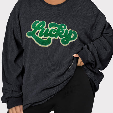 Plus Size LUCKY Round Neck Sweatshirt