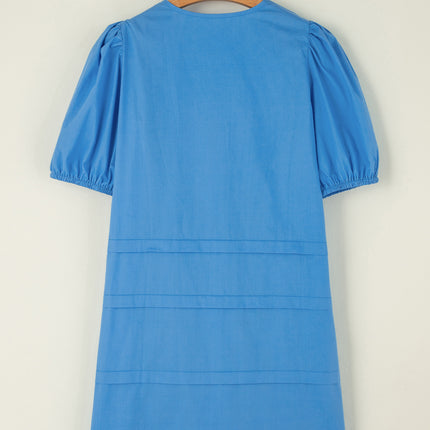 Pocketed V-Neck Short Sleeve Dress