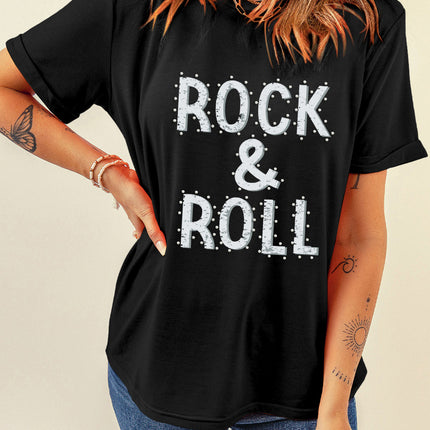 Letter Graphic Round Neck Short Sleeve T-Shirt - Vickie Lynn's