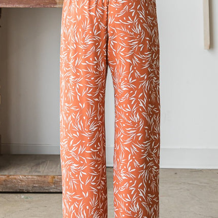 Heimish Full Size Printed Tied Straight Casual Pants