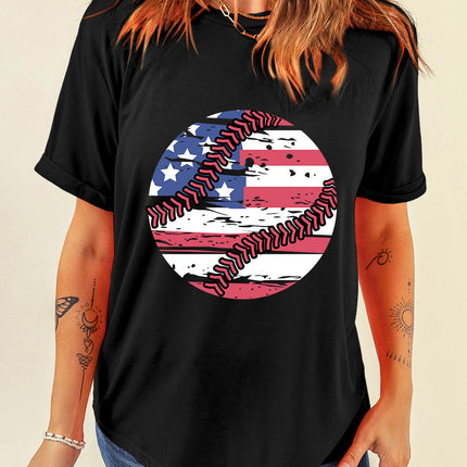 US Flag Round Neck Short Sleeve T-Shirt