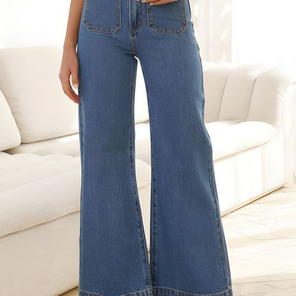 High Waist Bootcut Jeans with Pockets