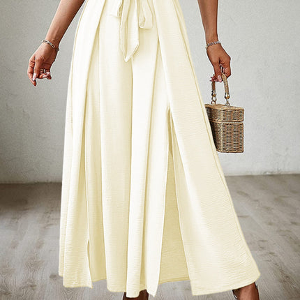 Tied Slit Wide Leg Pants