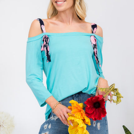 Celeste Full Size Tie-Strap Off-Shoulder Blouse