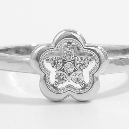 925 Sterling Silver Zircon Flower Ring