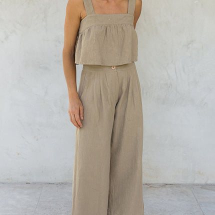 Square Neck Wide Strap Top and Pants Set