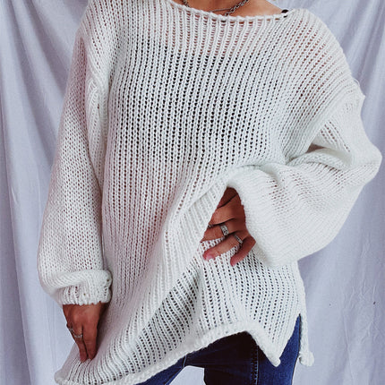 Boat Neck Dropped Shoulder Sweater