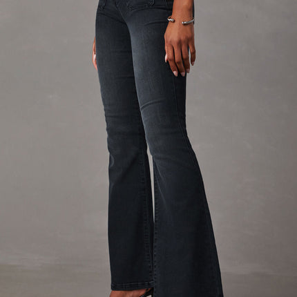 Buttoned Bootcut Jeans with Pockets