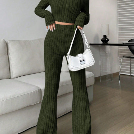 Zip Up Long Sleeve Top and Pants Set