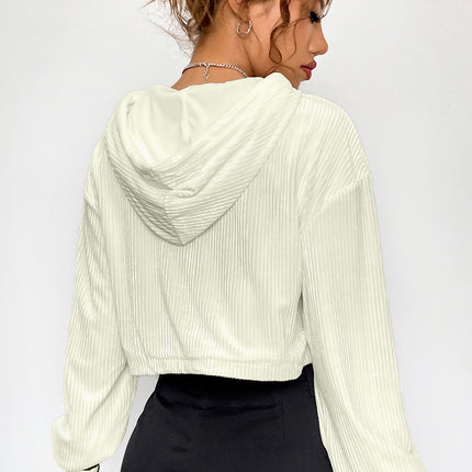 Drawstring Drop Shoulder Long Sleeve Hoodie