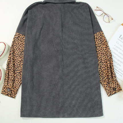 Leopard Button Up Drop Shoulder Jacket