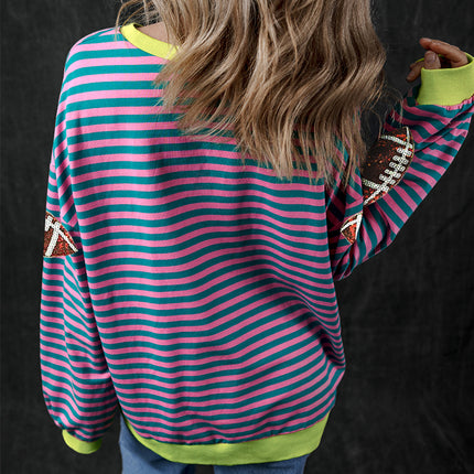 Striped Football Long Sleeve Sweatshirt