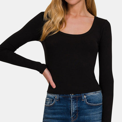 Zenana Scoop Neck Long Sleeve T-Shirt