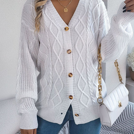 Cable-Knit Long Sleeve Cardigan