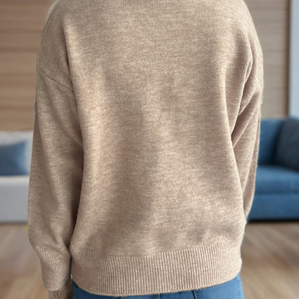 Turtleneck Dropped Shoulder Long Sleeve Sweater