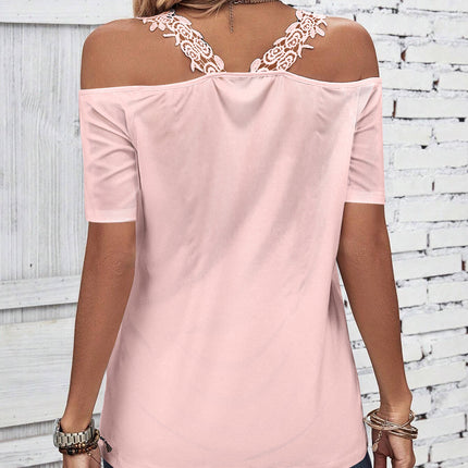 Full Size Lace Detail Short Sleeve T-Shirt