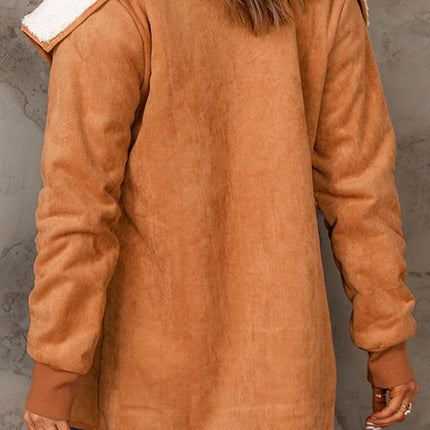 Open Front Long Sleeve Sherpa Jacket