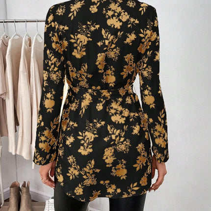 Printed Collared Neck Long Sleeve Shirt