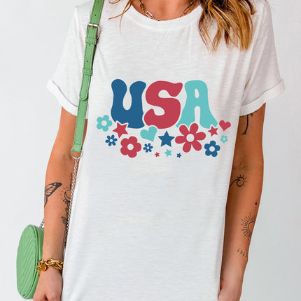 USA Round Neck Short Sleeve T-Shirt