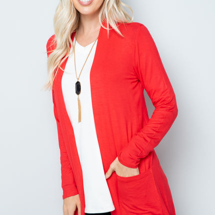 Celeste Full Size Open Front Cardigan with Pockets