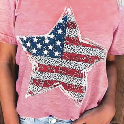 US Flag Graphic V-Neck Short Sleeve T-Shirt