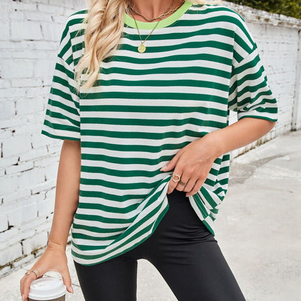 Lovelet Striped Round Neck Half Sleeve T-Shirt