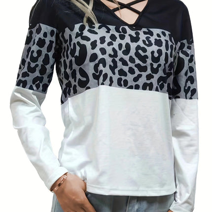 Crisscross Color Block Long Sleeve T-Shirt