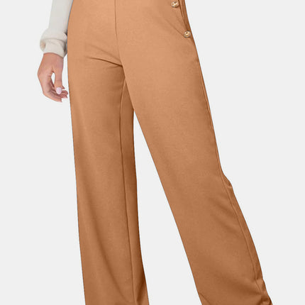 Decorative Button High Rise Pants