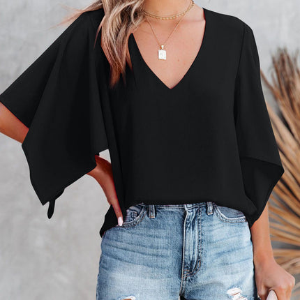 V-Neck Half Sleeve Blouse