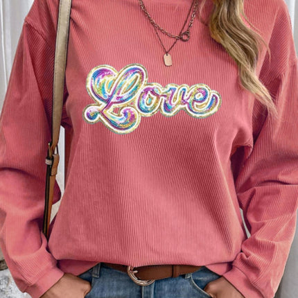 Valentine's Day LOVE Round Neck Long Sleeve Sweatshirt