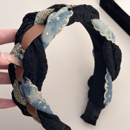 Denim Braided Wide Headband
