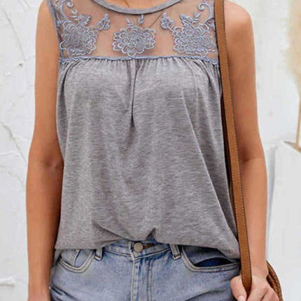Lace Detail Round Neck Tank