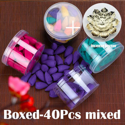 280Pcs Backflow Incense Cones 100% Natural Scents Waterfall Rose Tulip Jasmine Lavender for Burner Holder Meditation Yoga Gift