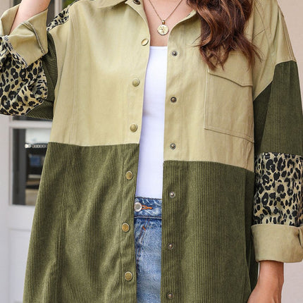 High-Low Leopard Snap Down Shacket