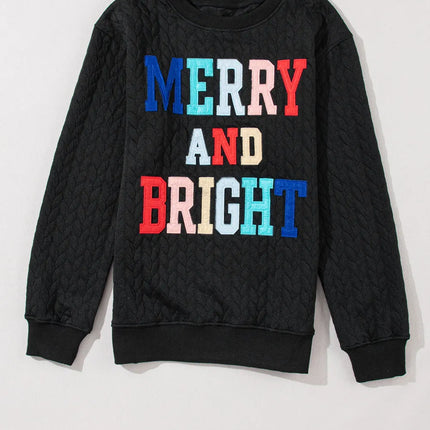 MERRY AND BRIGHT Cable Knit Pullover Sweatshirt