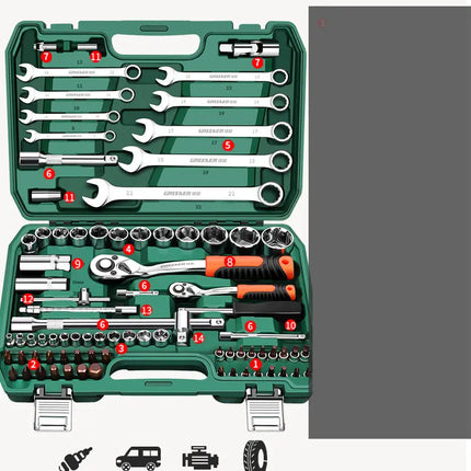 Multi-functional wrench set / dull wrench set open-end wrench set 150-piece set quick wrench combination