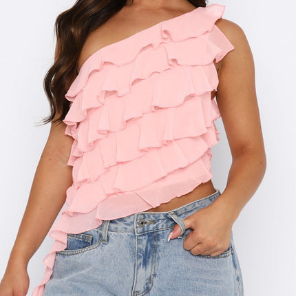 Layered Ruffled One Shoulder Tank