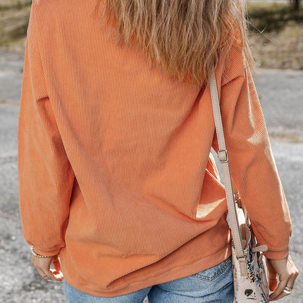 Sequin Pumpkin Round Neck Long Sleeve Sweatshirt