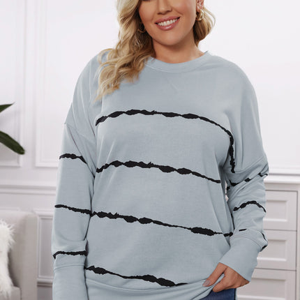 Plus Size Round Neck Dropped Shoulder Sweatshirt