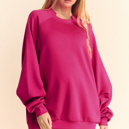 Davi & Dani Round Neck Raglan Sleeve Sweatshirt