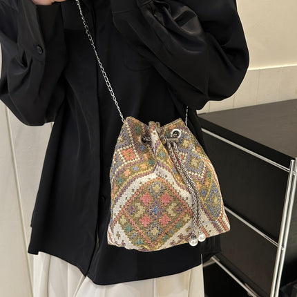 Printed Chain Bucket Bag