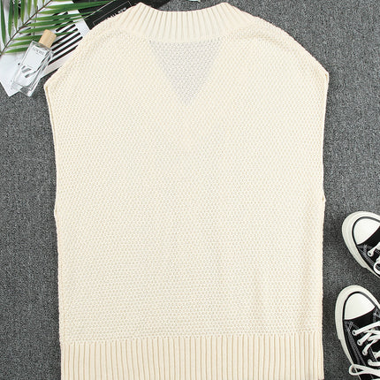 Cable-Knit V-Neck Sweater Vest