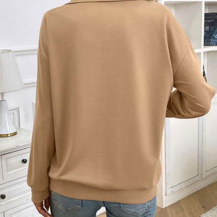 Half Zip Kangaroo Pocket Long Sleeve Sweatshirt