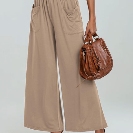 Pocketed Elastic Waist Wide Leg Pants