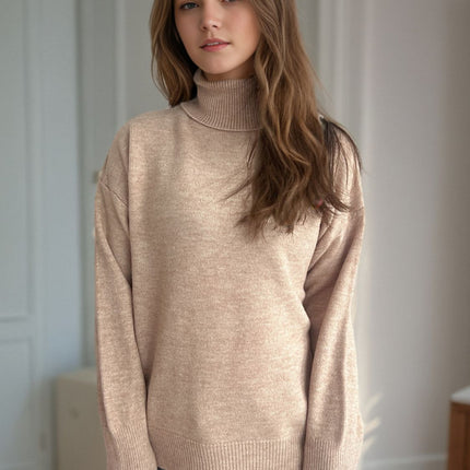 Turtleneck Dropped Shoulder Long Sleeve Sweater