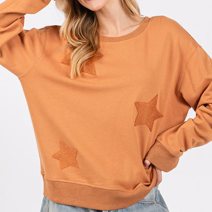 SAGE + FIG Star Patch Long Sleeve Sweatshirt