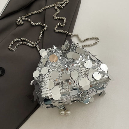 Drawstring Sequin Crossbody Bag