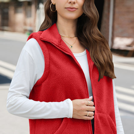 Zip Up Vest Coat with Pockets