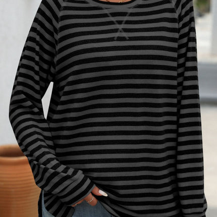 Striped Round Neck Long Sleeve T-Shirt